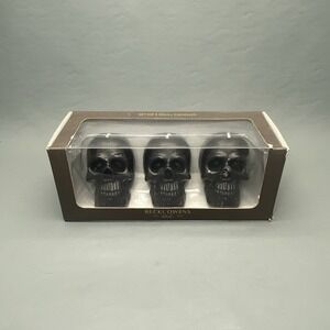Becki Owens Set Of 3 Black Skull Candles Spooky Halloween Party Decor
